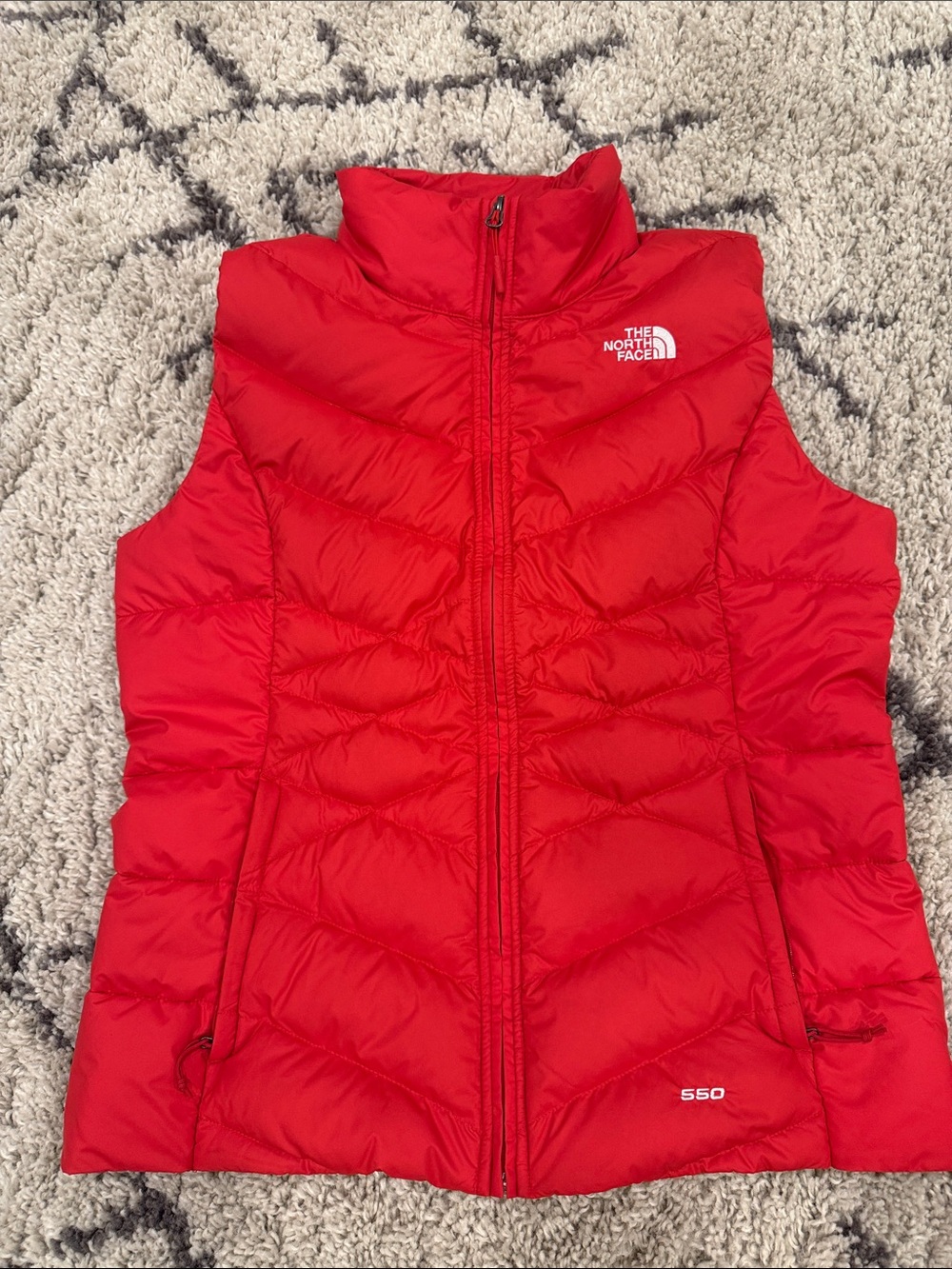 The North Face Red Quilted 550 Down Vest